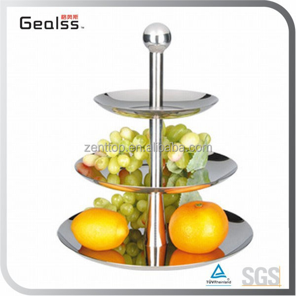 Round Stainless Steel 3 Layers fruit candy plate tray