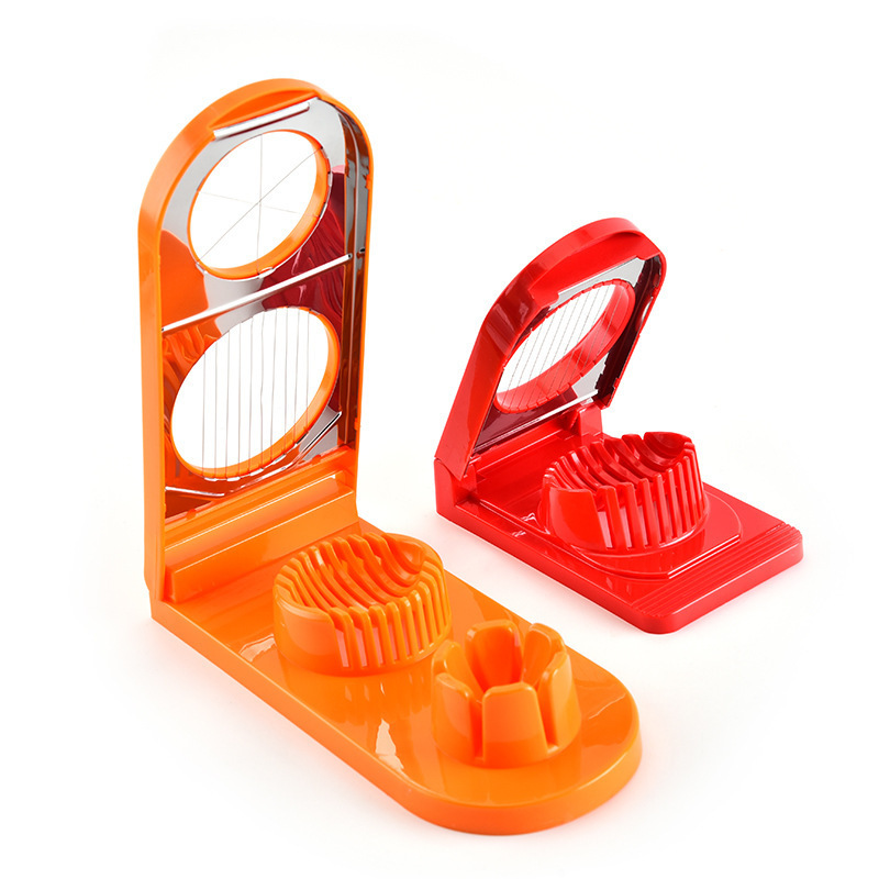 Factory Wholesale 2 in 1 Plastic Boiled Egg Slicer  Stainless Steel  Egg Cutter