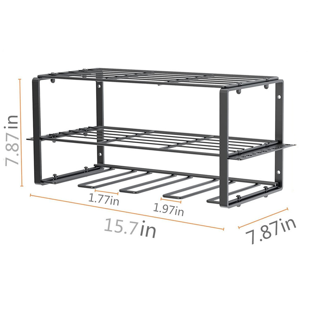 Heavy Duty Metal Tool Shelf Wall Mount Drill Holder, Utility Storage Power Tool Organizer, Garage Tool Organizers and Storage