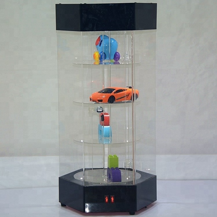 Big size acrylic toy display case led rotating acrylic cabinet