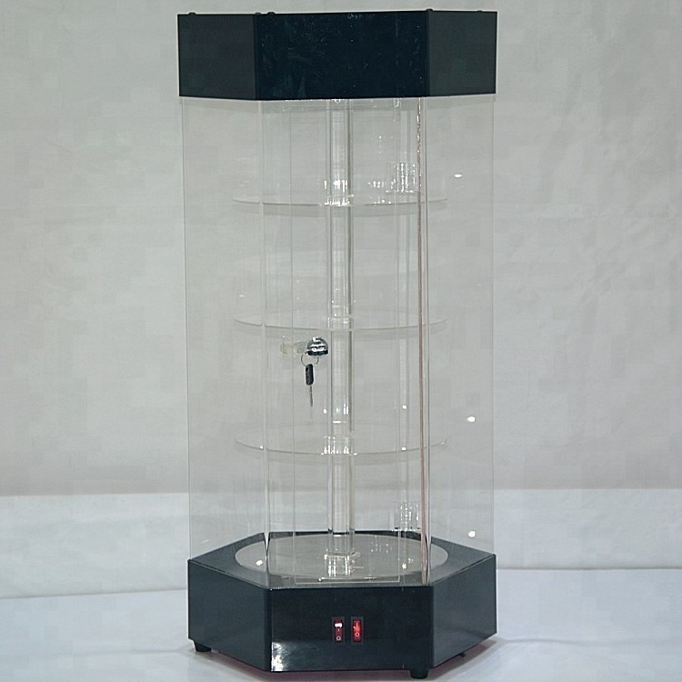 Big size acrylic toy display case led rotating acrylic cabinet