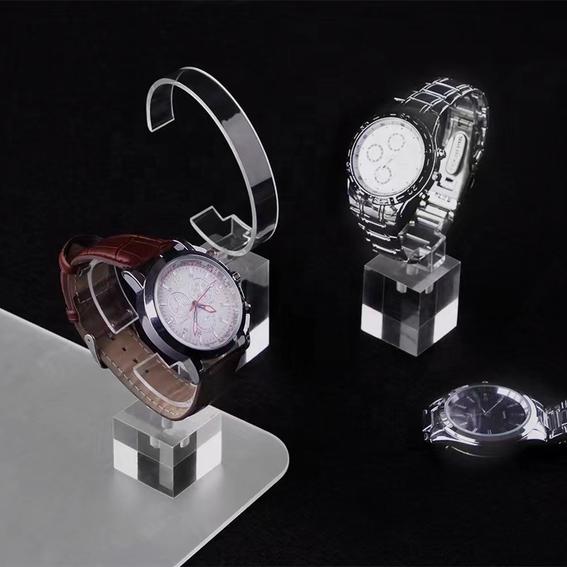 Clear Plexiglass Retail Wristwatch Deluxe Watch Display Stand with C Rack