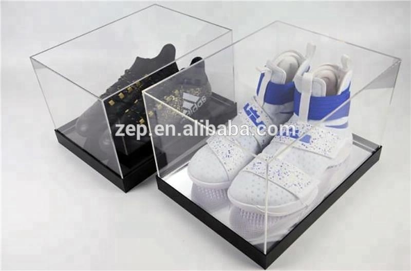 Luxury Sneaker Shoe Box Acrylic Display Case With Mirror Base Stackable