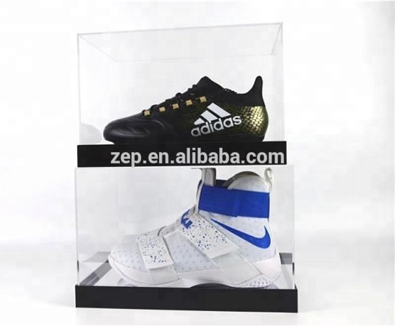 Luxury Sneaker Shoe Box Acrylic Display Case With Mirror Base Stackable