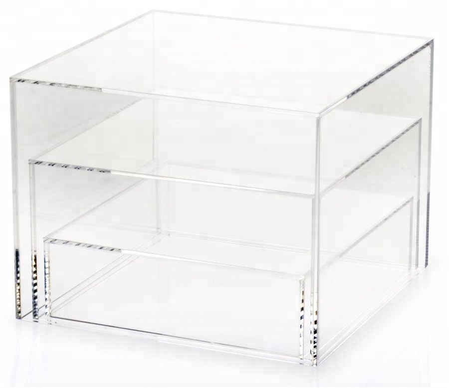 Custom 20x20cm 5-sided clear acrylic jewelry compartment display box cube