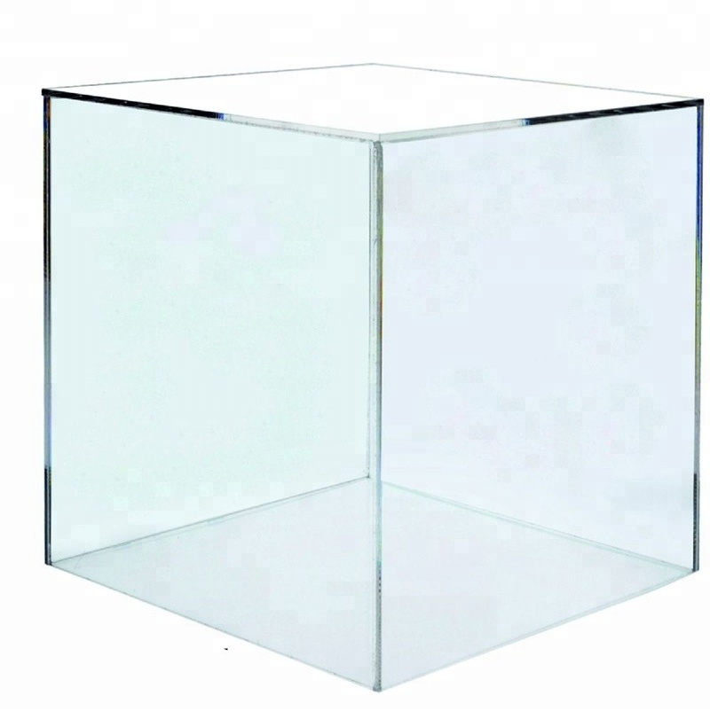 8x8x8 inch clear plexiglass 5-sided acrylic display cube boxes