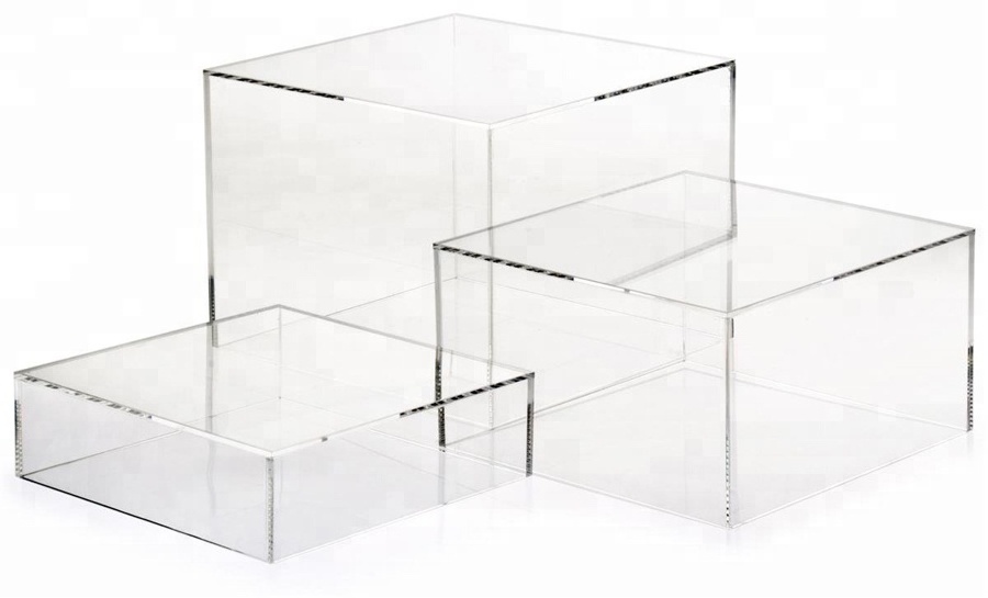 Custom 20x20cm 5-sided clear acrylic jewelry compartment display box cube