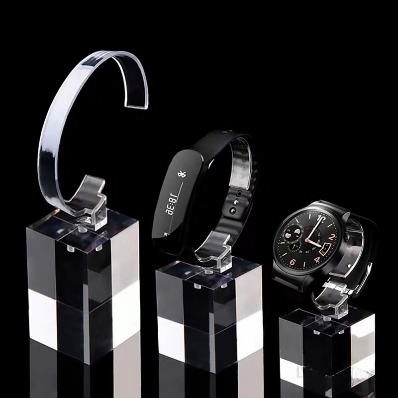 Clear Plexiglass Retail Wristwatch Deluxe Watch Display Stand with C Rack