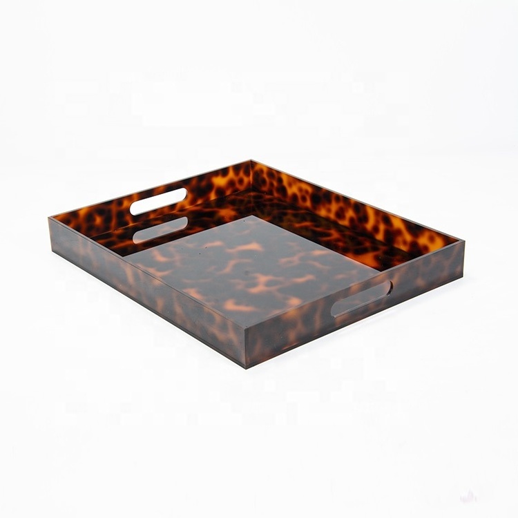 High End Marble Acrylic Serving Tray With Hawksbill Turtle Color