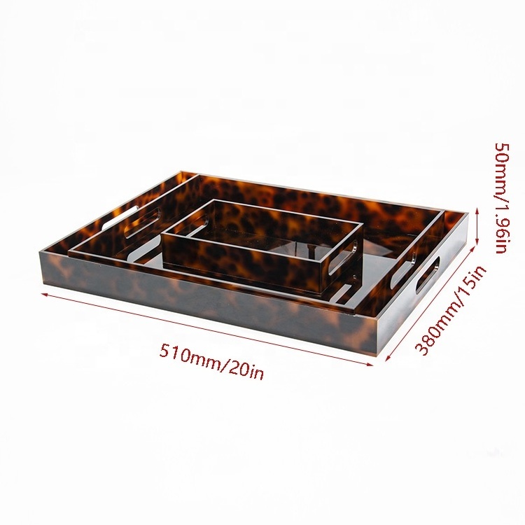 High End Marble Acrylic Serving Tray With Hawksbill Turtle Color