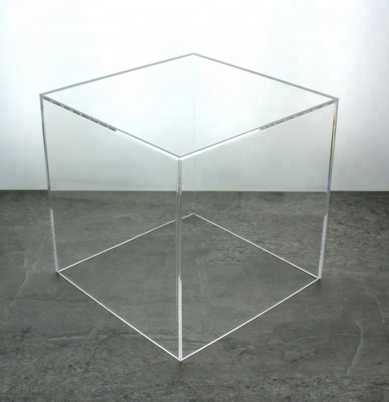 8x8x8 inch clear plexiglass 5-sided acrylic display cube boxes