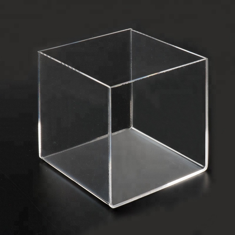 8x8x8 inch clear plexiglass 5-sided acrylic display cube boxes