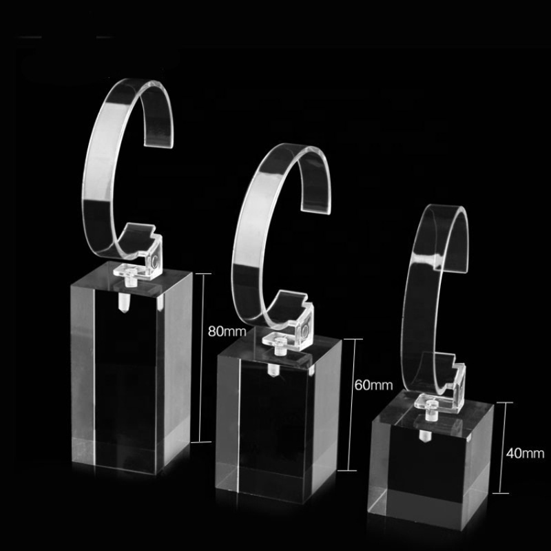 Clear Plexiglass Retail Wristwatch Deluxe Watch Display Stand with C Rack