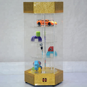 Big size acrylic toy display case led rotating acrylic cabinet