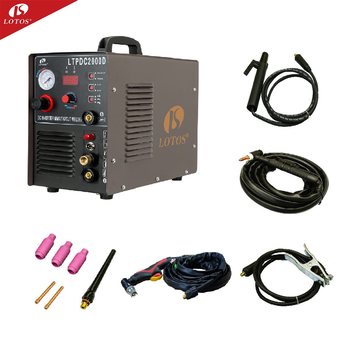 Lotos LTPDC2000D welder and plasma cutter 3 in 1 dc  arc inverter stainless steel welding machine for sale factory price