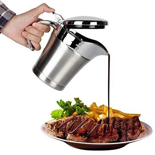 Stainless Steel Gravy Container Boats Pot Double-Layer Insulation Fruit Juice Dispenser Steak Juice Sauce Thermal Thermo Jug