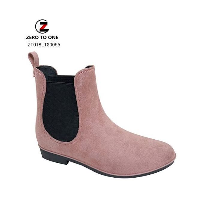 China Brown Color Casual Fashion Slip On Suede Leather Lady Ankle Shoes and Boots