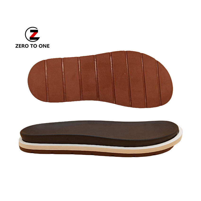 New Design Men's Beach Double Sandals Outsole TPR Bottom Polyurethane Flat Pu Material Women Slipper Sole