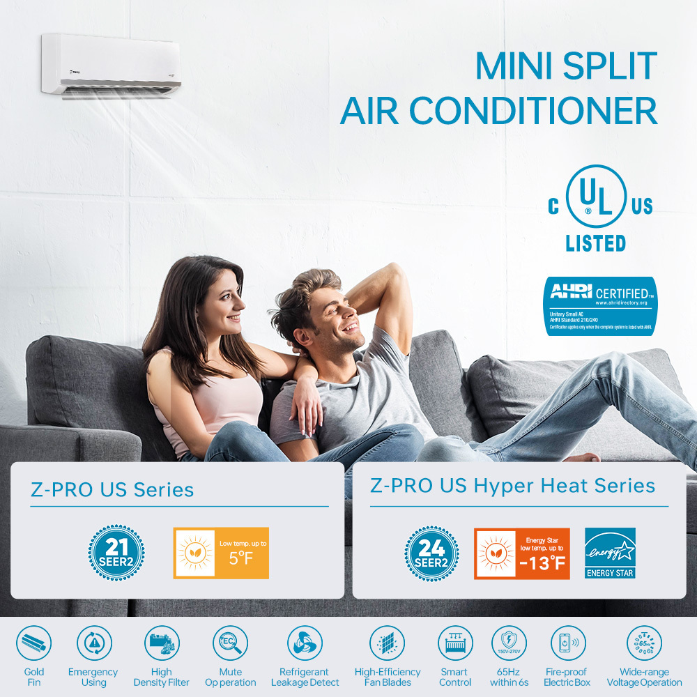 ZERO Inverter 24000 30000 Btu Mini Split Air Conditioning Heater Wifi Wall Mounted Mini Split Air Conditioners