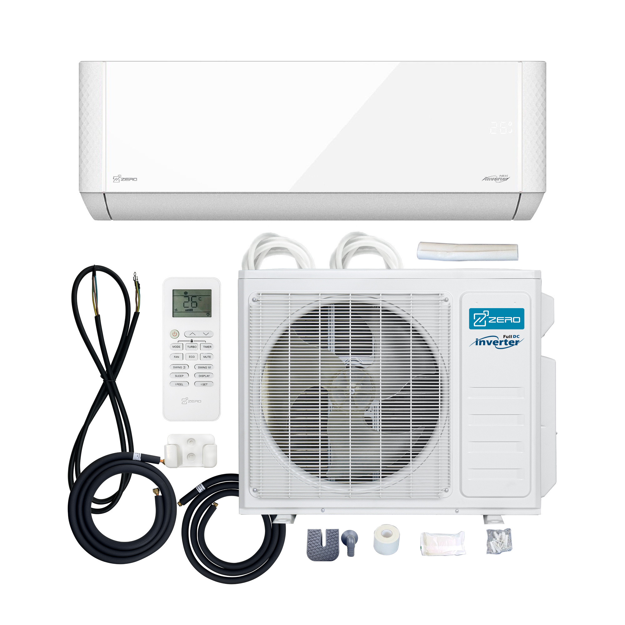 ZERO Z-MAX Hyper Heat R410a Heating Cooling 1 1.5 2 HP Ton AC Split Type AC Unit Inverter Air Conditioner