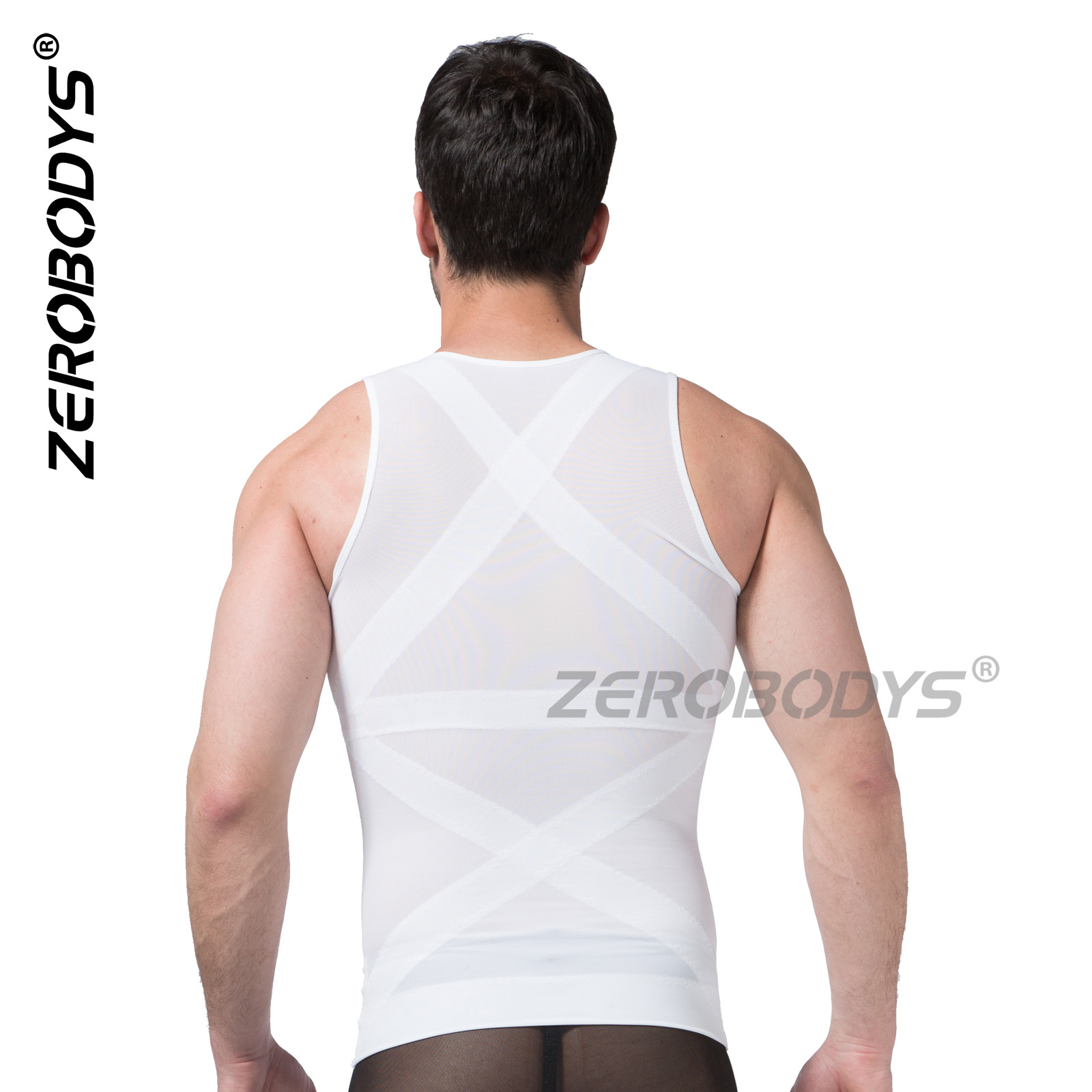 ZEROBODYS W058 280g High Elastic Mesh 3 Rows Hooks Men Compression Shirts Body Shaper Workout Sport Corset Waist Trainer