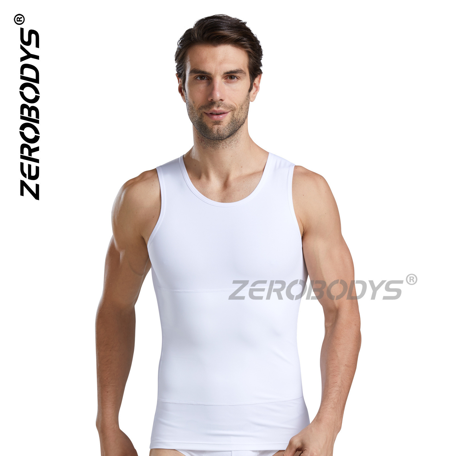 ZEROBODYS W012 Dropshipping Slimming Bodyshaper Vest Shapers Undershirts Mens Compression Shirt to Hide Gynecomastia Moo