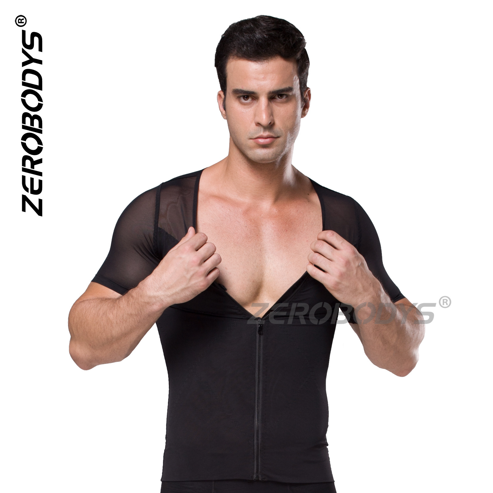 ZEROBODYS W089 180g Mesh Zipper N Hooks Body Shaper Wholesale Magic Shapewear For Men