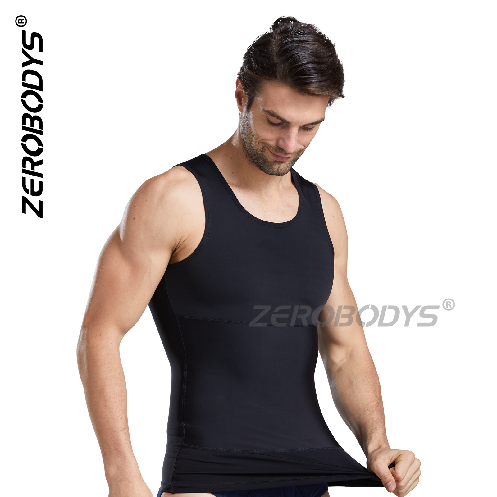 ZEROBODYS W012 Dropshipping Slimming Bodyshaper Vest Shapers Undershirts Mens Compression Shirt to Hide Gynecomastia Moo