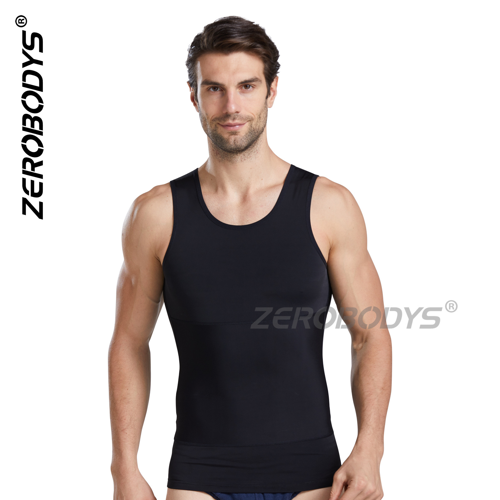 ZEROBODYS W012 Dropshipping Slimming Bodyshaper Vest Shapers Undershirts Mens Compression Shirt to Hide Gynecomastia Moo