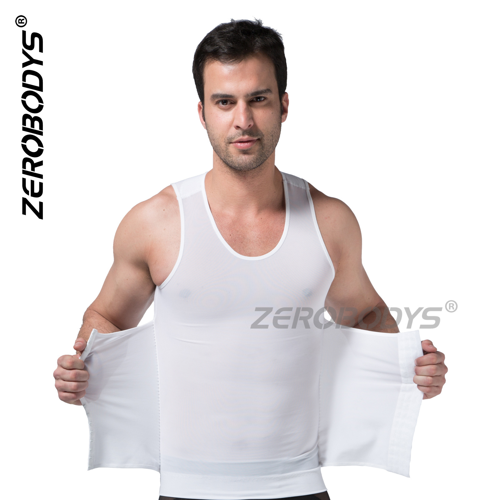 ZEROBODYS W058 280g High Elastic Mesh 3 Rows Hooks Men Compression Shirts Body Shaper Workout Sport Corset Waist Trainer