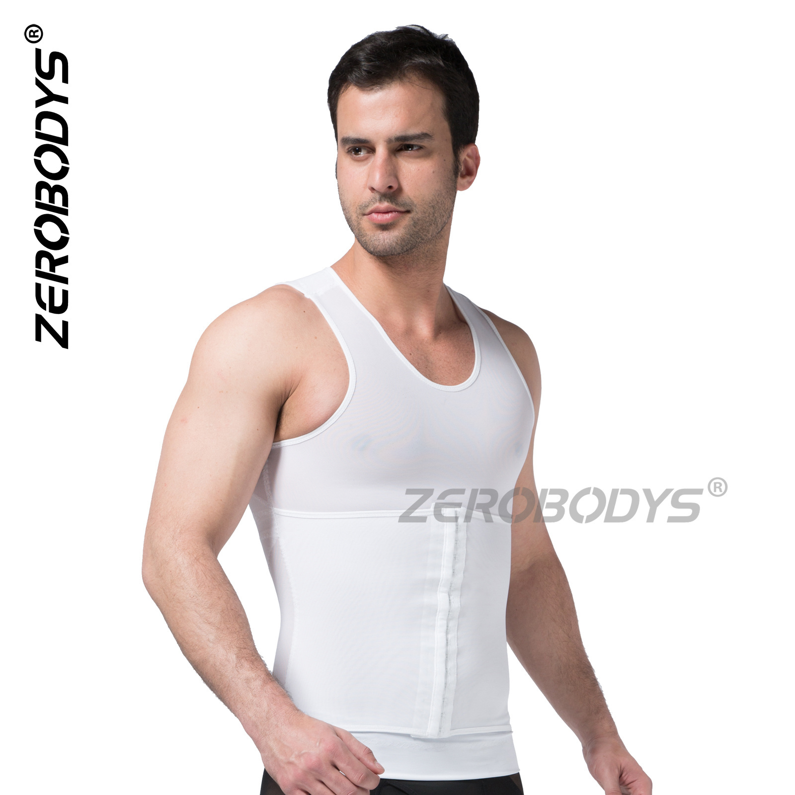 ZEROBODYS W058 280g High Elastic Mesh 3 Rows Hooks Men Compression Shirts Body Shaper Workout Sport Corset Waist Trainer