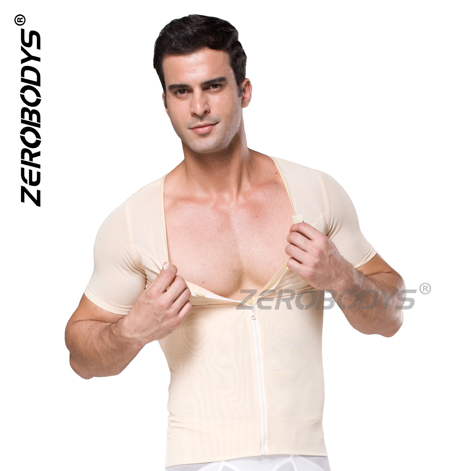 ZEROBODYS W089 180g Mesh Zipper N Hooks Body Shaper Wholesale Magic Shapewear For Men