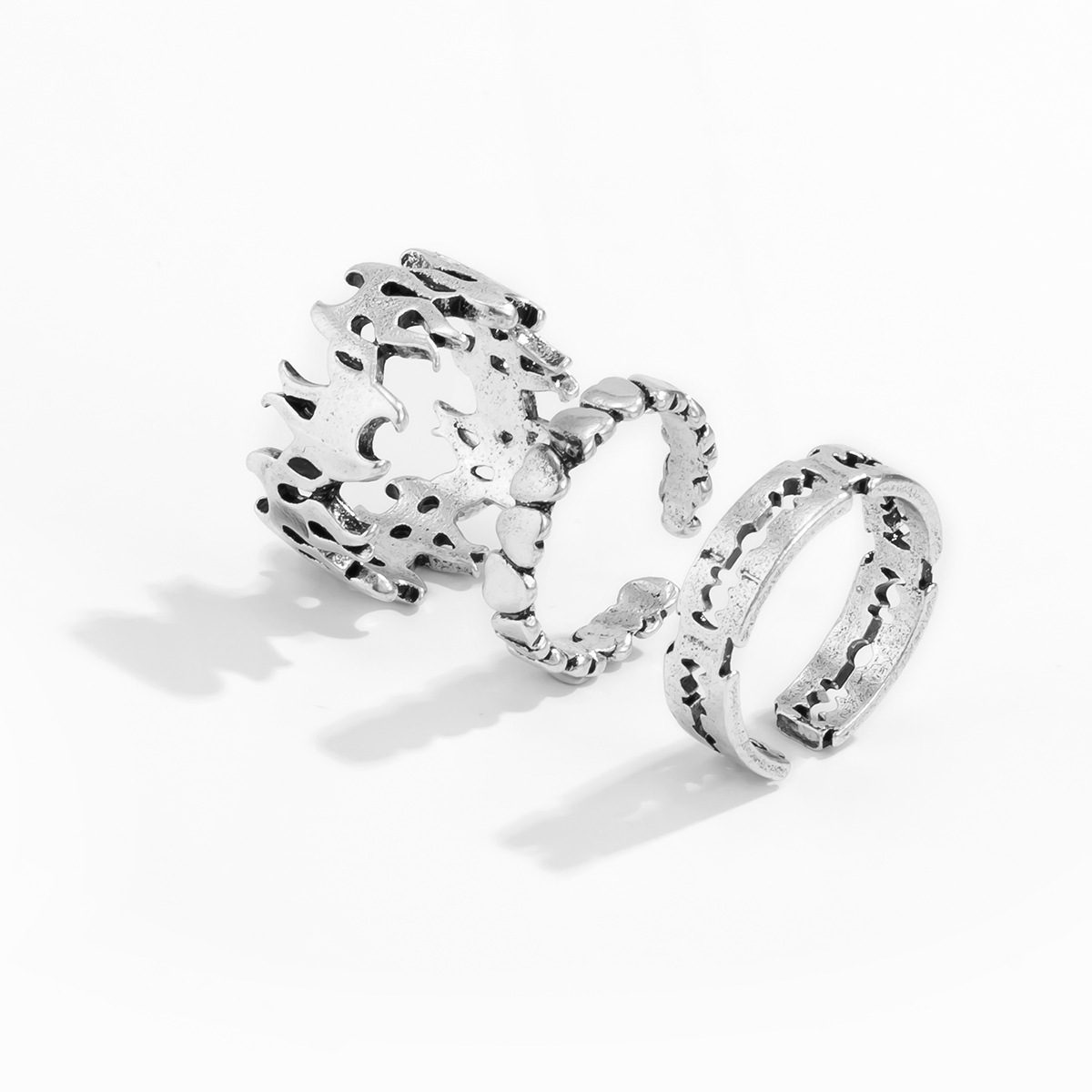 Fashion Hot Selling Playing Card Rings Vintage Punk Ancient Silver Knuckle Rings 5 Piece Set