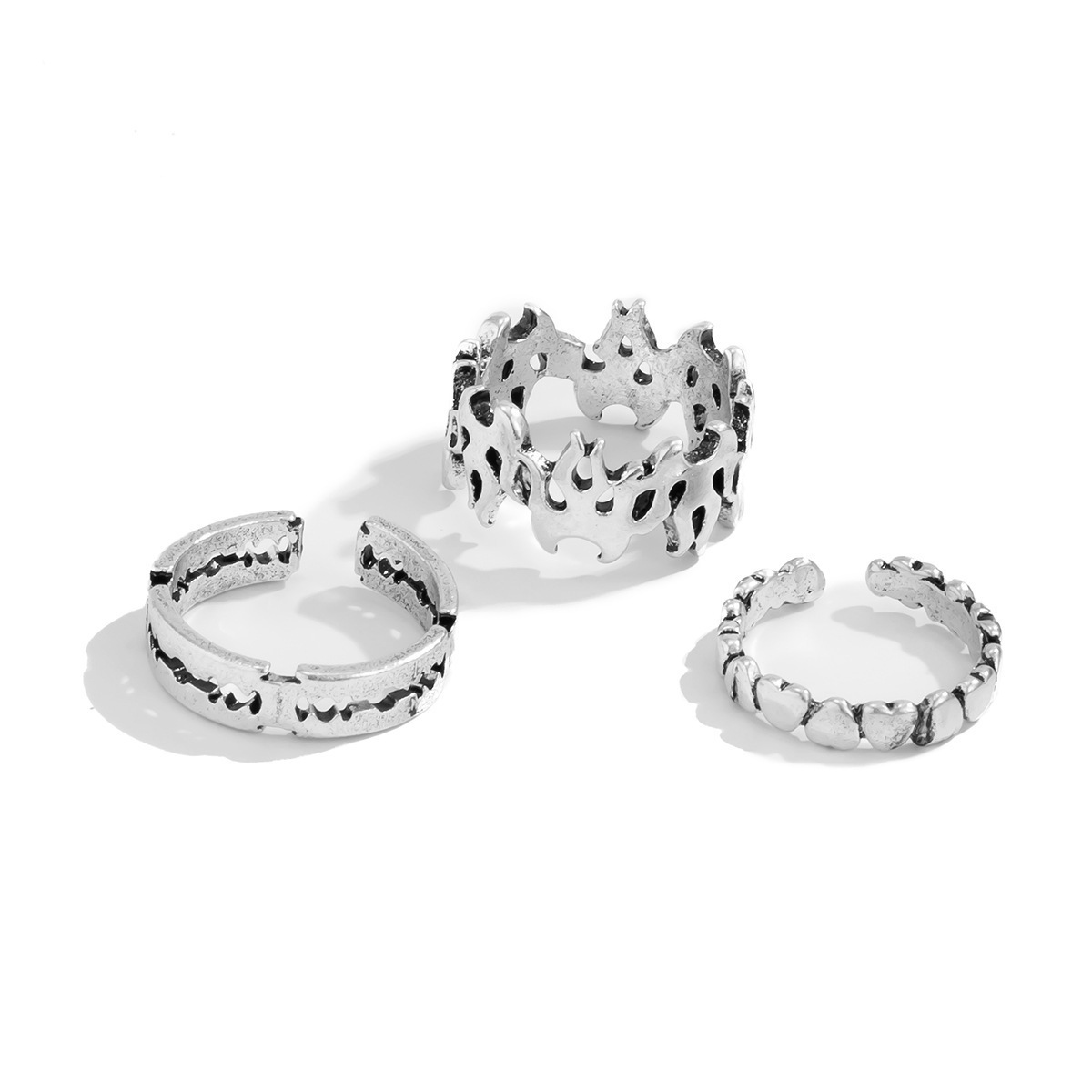 Fashion Hot Selling Playing Card Rings Vintage Punk Ancient Silver Knuckle Rings 5 Piece Set