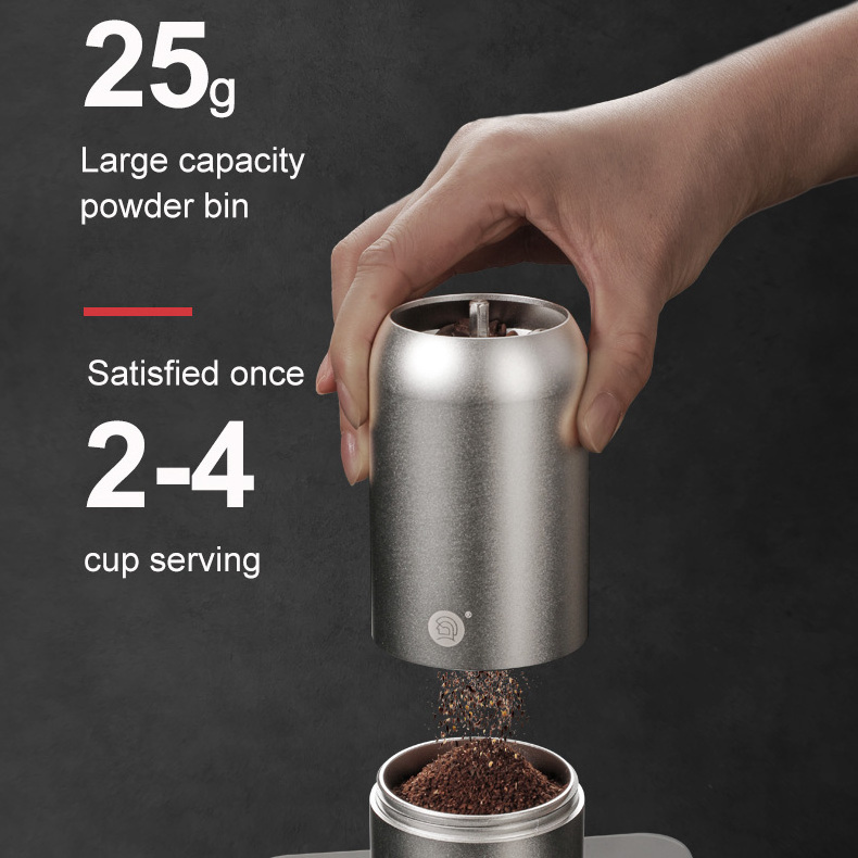 zeroHero Alloy Body Aluminum Branded Manual Coffee Bean With Steel Burr And Walnut Wood Knob Grinder