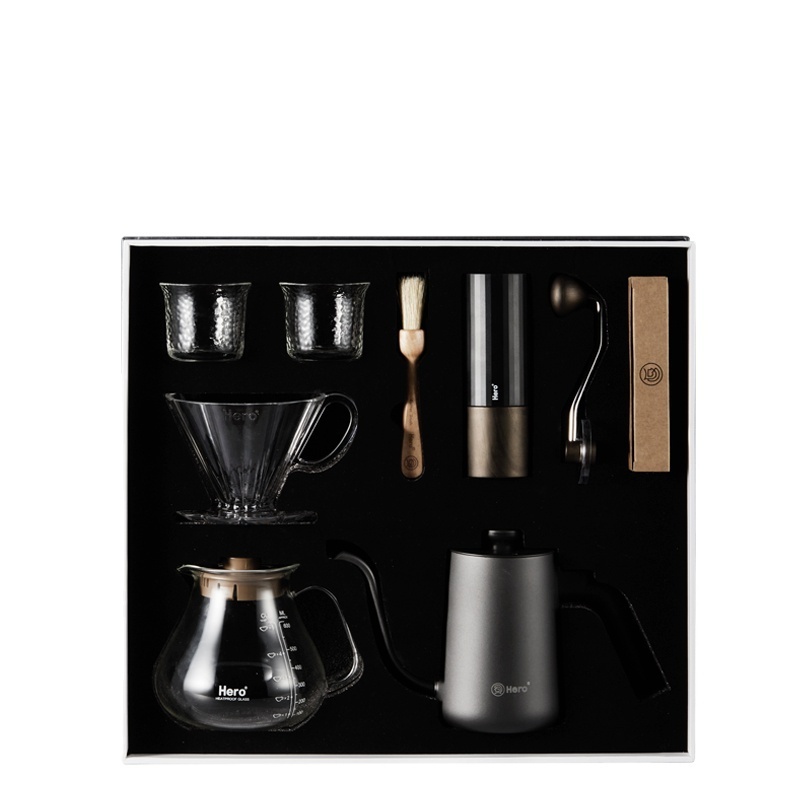 zeroHero Barista Set Coffee Maker Gift Pour Over Coffee Drip Set with Manual Coffee Grinder Filter Kettle Set