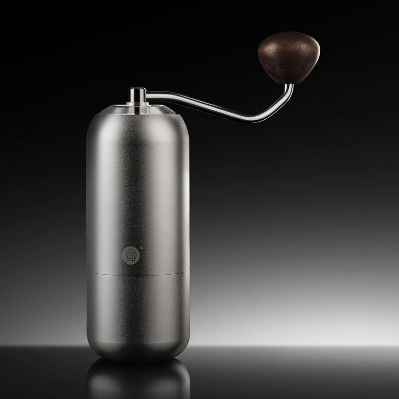 zeroHero Alloy Body Aluminum Branded Manual Coffee Bean With Steel Burr And Walnut Wood Knob Grinder