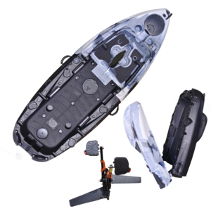 Pro angler Plastic modular folding kayak foldable two parts fishing kayak with pedal system