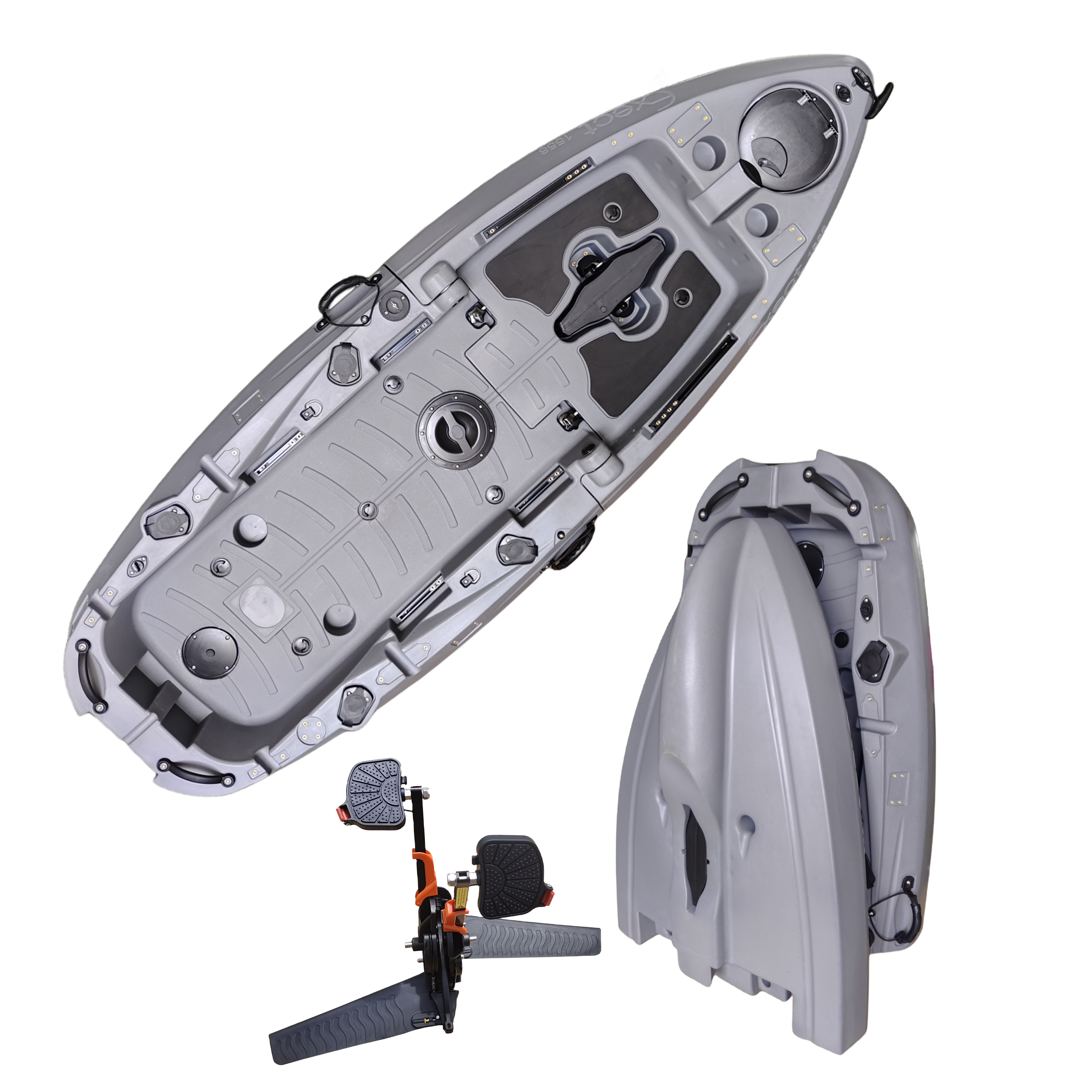 Pro angler 2.5m plastic PE kajak foldable two parts fishing folding kayak fishing boat with pedal system