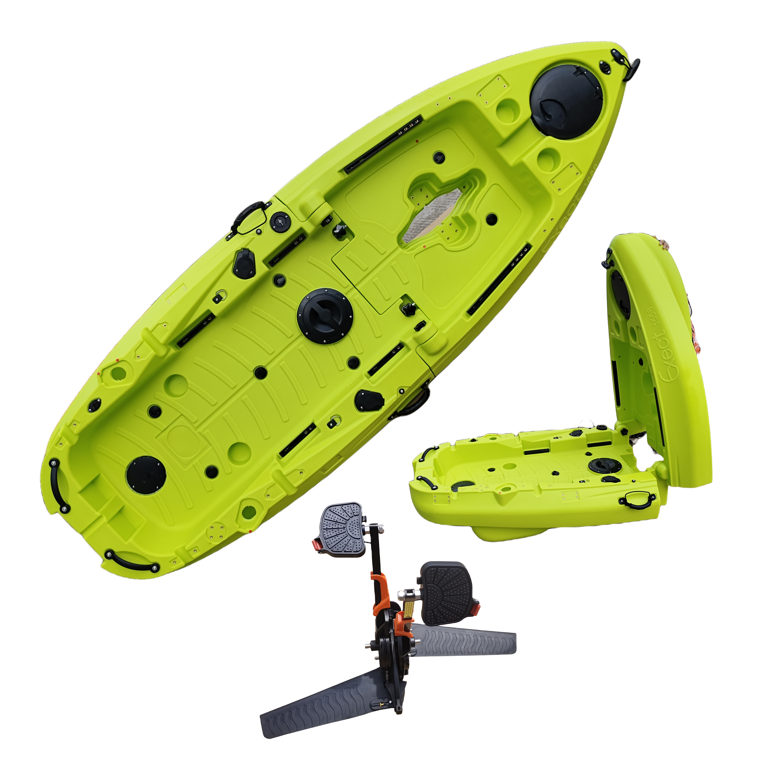 Pro angler Plastic modular folding kayak foldable two parts fishing kayak with pedal system