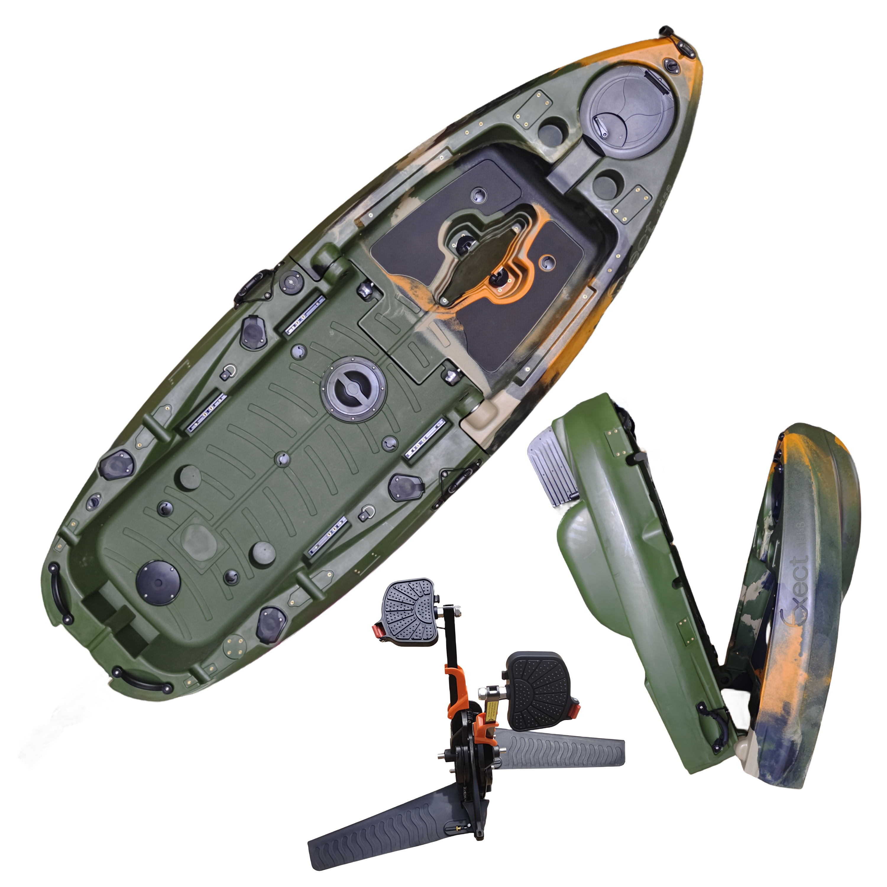 Pro angler Plastic modular folding kayak foldable two parts fishing kayak with pedal system