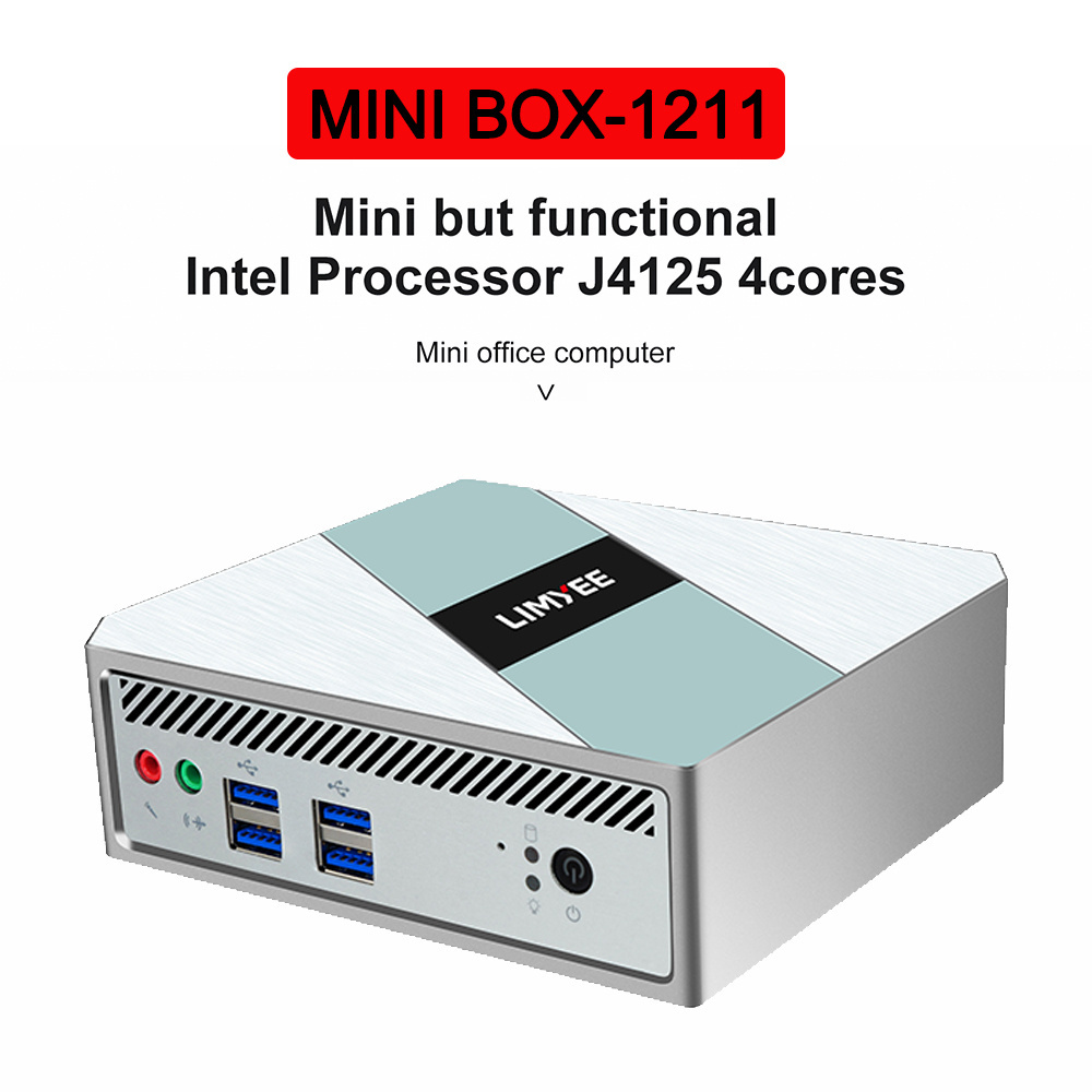 Limyee Customization Mini Gaming PC Intel Celeron J4125 Graphics 600 VGA Mini PC Computer Windows 10 Windows 11 Desktop Mini PC