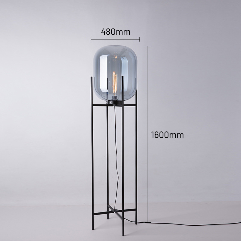 Hot selling simple industrial modern style metal bracket floor light lamp hotel villa unique glass Floor Lamp With Shelves