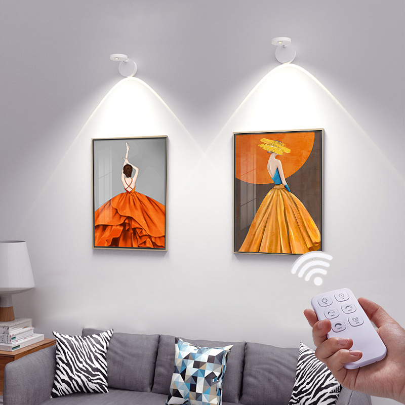 Remote gallery sticky picture light wireless wall light with usb wireless charging