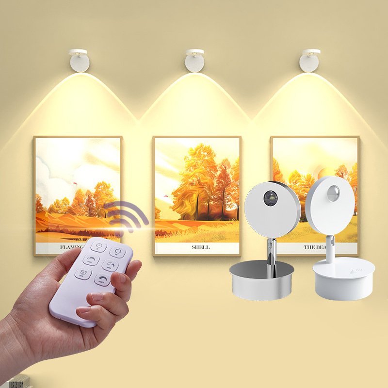 Remote gallery sticky picture light wireless wall light with usb wireless charging