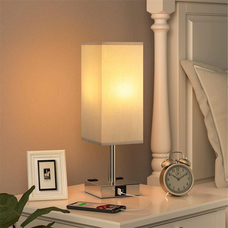 Modern touch sensor(base and Pole) Cloth cover table lamp With socket and usb charging desk lamp black luxury bedside table lamp