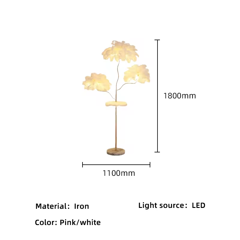 light luxury bedroom bedside lamp led sofa lamp with LED Lighting Ostrich Feather Design Palm Tree Copper Home Hotel Decor