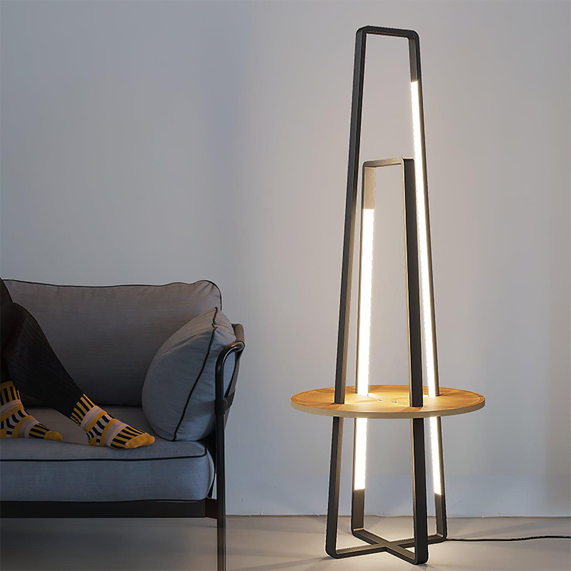 LED Lampara de Pie de interio Nodic Modern Floor Lamp Black Lampara Modernas Wooden Portable Lamp for indoor home decor