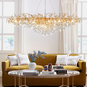 Luxury Hotel Light Fixtures Chandelier Lobby Lighting Pendant Lamp Modern Golden Raindrop Ceiling Chandelier For Living Room