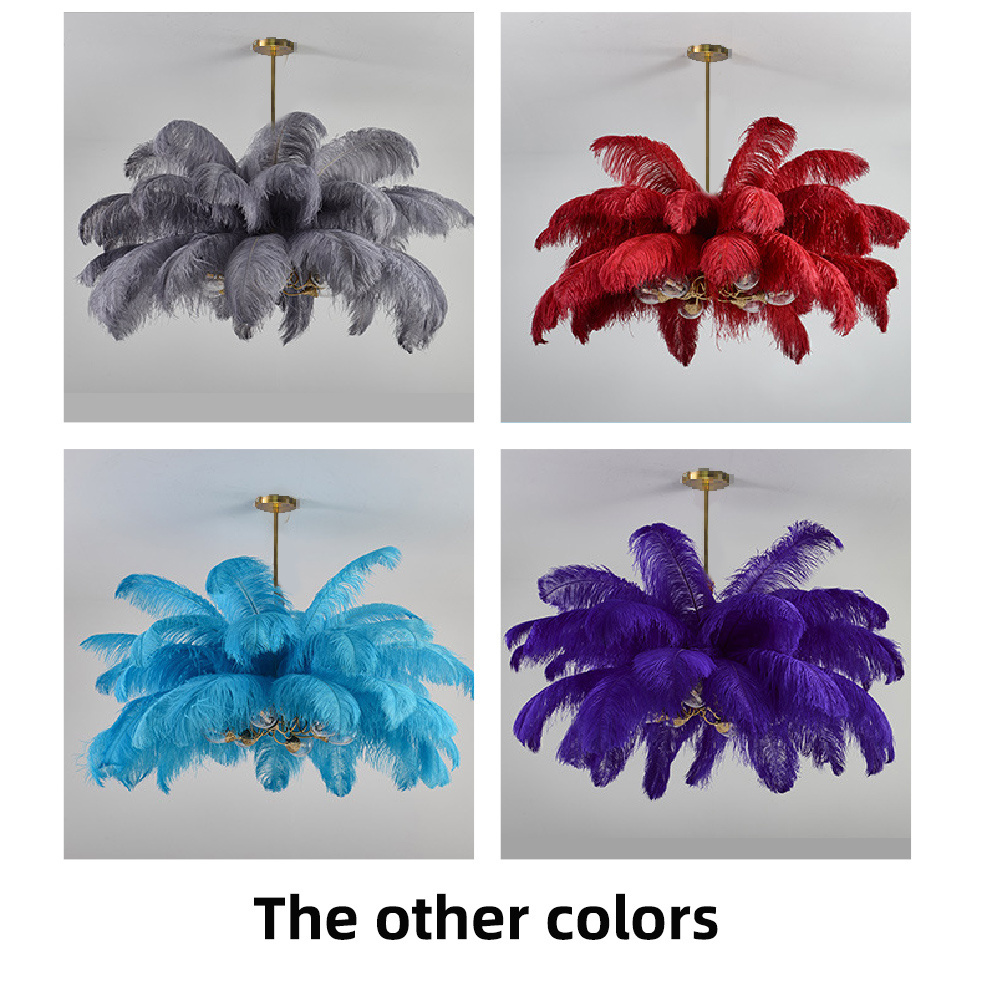 Zhongshan Factory Home Decoration Chandeliers Fixtures Ostrich Feather Led Chandelier Pendant Lamp For Bedroom